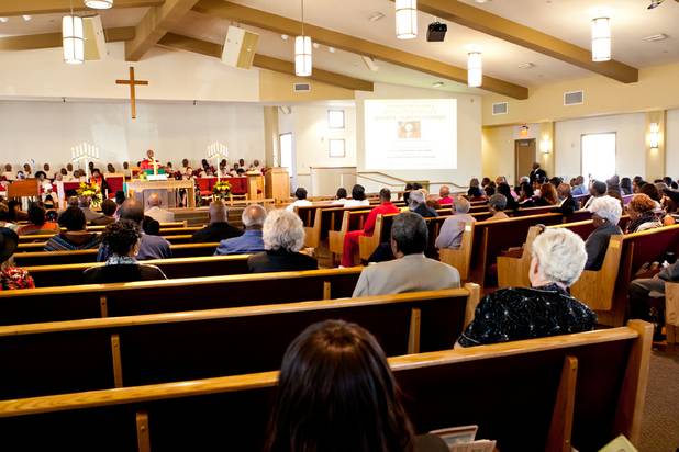 Church members attend the morning service at the First African Methodist Episcopal Church in Las Vegas on Sunday, Oct. 27, 2013.