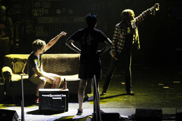 Director Johanna McKeon, right, directs cast members as they rehearse for an upcoming tour of the musical "American Idiot" Friday, Nov. 1, 2013 at the Judy Baily Theater at UNLV.