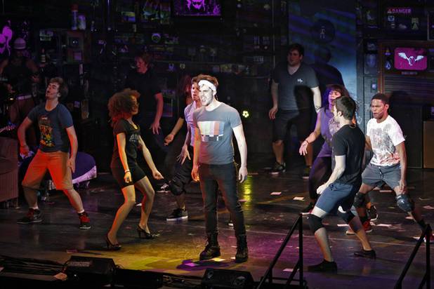 Cast member rehearse for an upcoming tour of the musical "American Idiot" Friday, Nov. 1, 2013 at the Judy Baily Theater at UNLV.