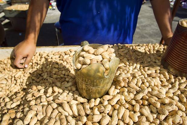 Hector Escobedo waits for customers at the Broadacres Marketplace & Events Center Sunday Nov. 3, 2013. Peanuts make up a majority of his sales, said Escobedo.