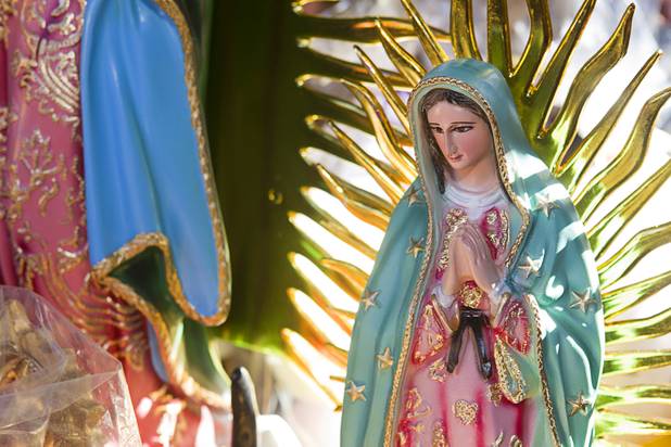 A religious sculpture is displayed at the Broadacres Marketplace & Events Center Sunday Nov. 3, 2013.
