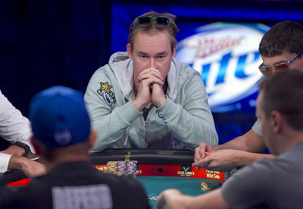 Michiel Brummelhuis, 32, a poker professional from Amsterdam, Netherlands, competes during the final table of the World Series of Poker $10,000 buy-in no-limit Texas Hold 'Em tournament at the Rio Monday, Nov. 4, 2013. The 2013 "November Nine" are competing for a share of $26,662,046 of prize money including $8,359,531 for first place.