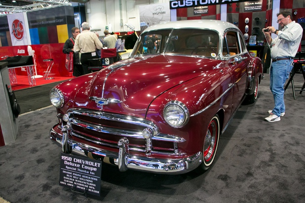 A look at a 1950 Chevrolet Deluxe Coupe on display at the 2013 SEMA show at the Las Vegas Convention Center, Tuesday, Nov. 5, 2013.