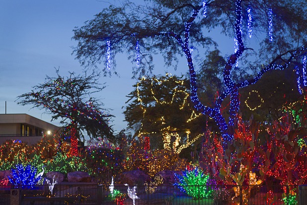 Displays are shown at Ethel M Chocolate Factory's Botanical Cactus Garden on Wednesday, Nov. 6, 2013. The 20th annual holiday lighting display will kick off with a ceremony next Tuesday.