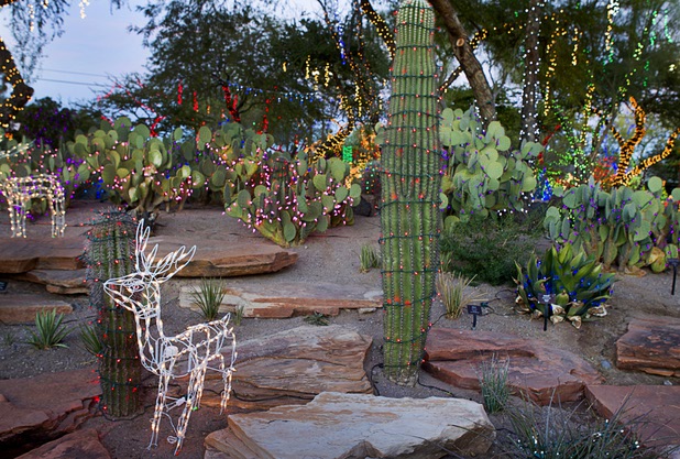 Displays are shown at the Ethel M Chocolate factory's Botanical Cactus Garden Wednesday, Nov. 6, 2013. The 20th annual holiday lighting display will kick off with a ceremony on Tuesday, Nov. 12.