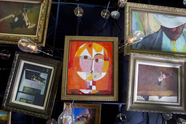 Replicas of famous paintings cover the ceiling of the Art Bar in the Downtown Grand.
