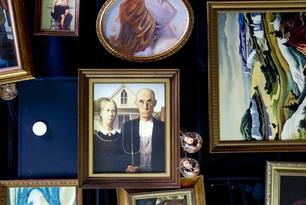 Replicas of famous paintings cover the ceiling of the Art Bar in the Downtown Grand Monday, Nov. 11, 2013.