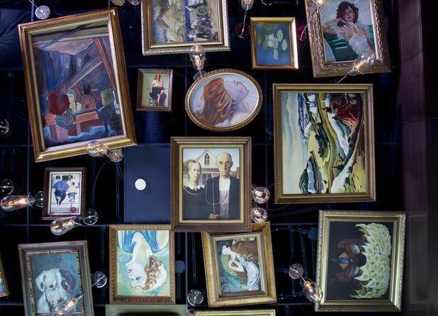 Replicas of famous paintings cover the ceiling of the Art Bar in the Downtown Grand Monday, Nov. 11, 2013.
