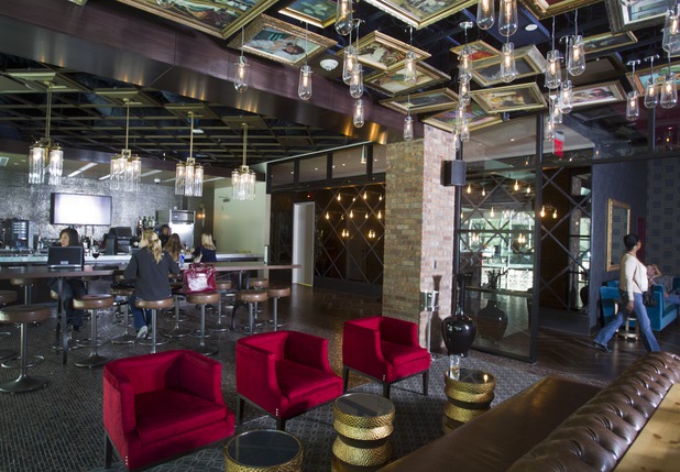 Replicas of famous paintings cover the ceiling of the Art Bar in the Downtown Grand.