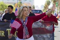 Sue Lowden, former Nevada state senator and candidate for lieutenant governor, waves during the annual Veterans Day parade Monday, Nov. 11, 2013, in downtown Las Vegas.