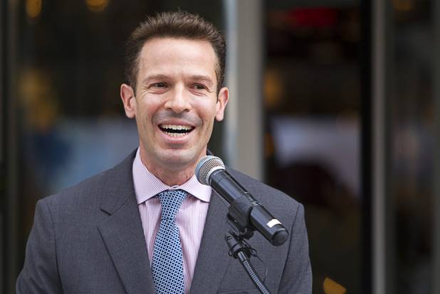 Seth Schorr, CEO of the Downtown Grand, speaks during an official opening ceremony for the Downtown Grand in downtown Las Vegas Tuesday, Nov. 12, 2013.