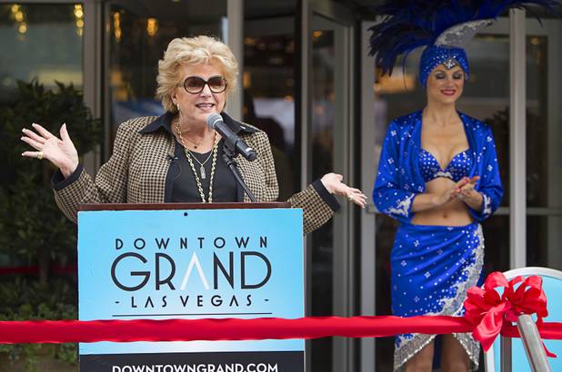 Las Vegas Mayor Carolyn Goodman speaks during an official opening ceremony for the Downtown Grand in downtown Las Vegas Tuesday, Nov. 12, 2013.