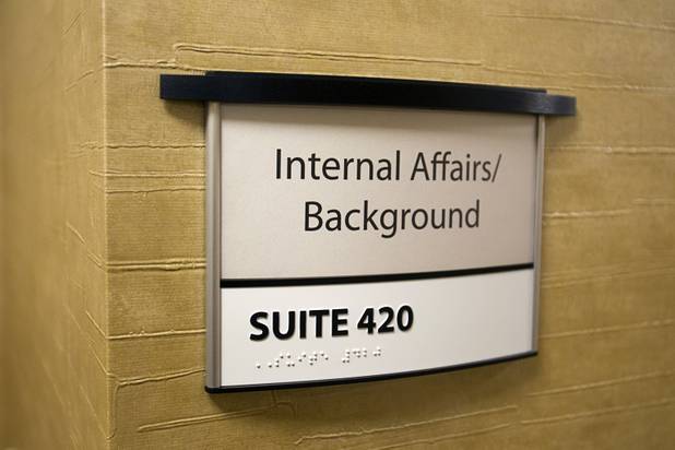 A door plaque is shown on the fourth floor of the North Las Vegas City Hall Tuesday, Nov. 12, 2013. The floor was designed to house the North Las Vegas Police Department but is currently vacant.