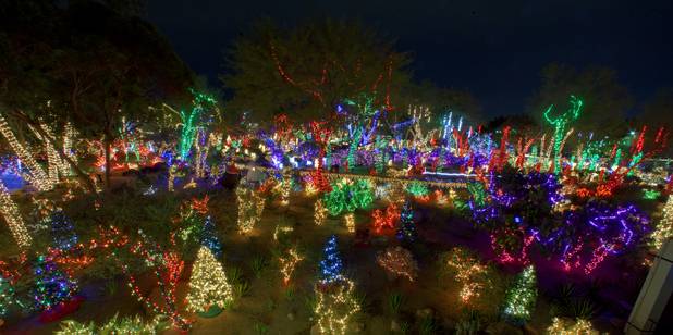 The garden is now fully aglow following the 20th anniversary Ethel M's Cactus Lighting event hosted by comedian George Wallace on Tuesday, Nov. 12, 2013.