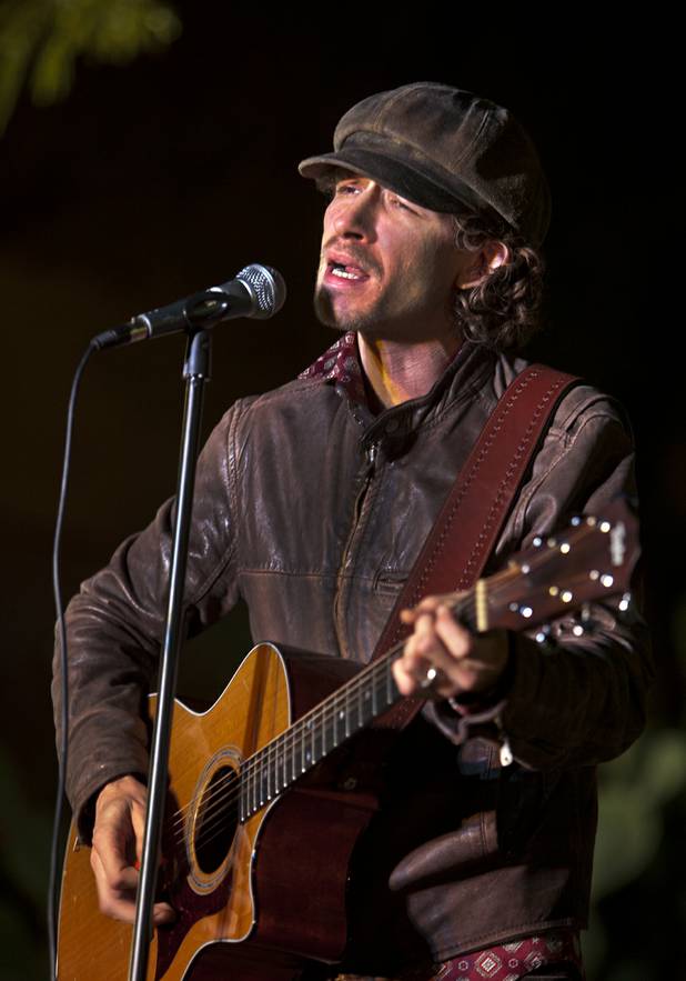 Musician Michael Grimm performs a few holiday tunes during the 20th anniversary of Ethel M's Cactus Lighting on Tuesday, Nov. 12, 2013.