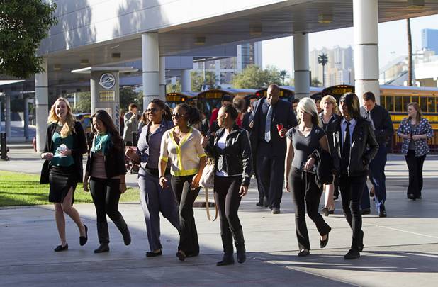 Students arrive for the annual Las Vegas Sun Youth Forum at the Las Vegas Convention Center Wednesday, Nov. 13, 2013.