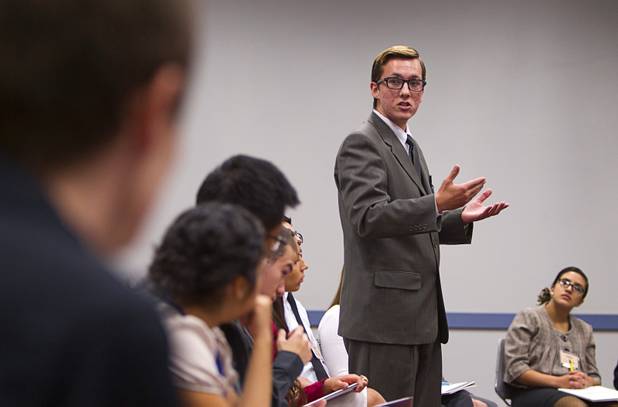 James Cates of Virgin Valley High School discusses the death penalty during the annual Las Vegas Sun Youth Forum at the Las Vegas Convention Center Wednesday, Nov. 13, 2013.