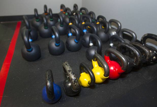 Kettlebells are shown at the Colosseum Training Center, in the Cashman Equipment complex on St. Rose Parkway, Thursday, Nov. 14, 2013.