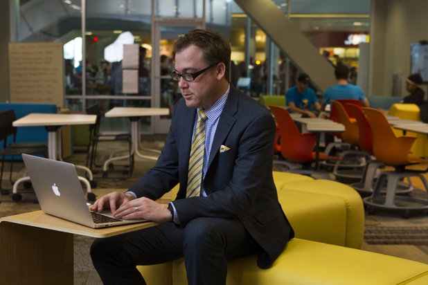 Justin McVay, director of UNLV's Business Startup Center, continues his work to boost the business sector from their location in the Student Union at UNLV on Monday, Nov. 18, 2013. 