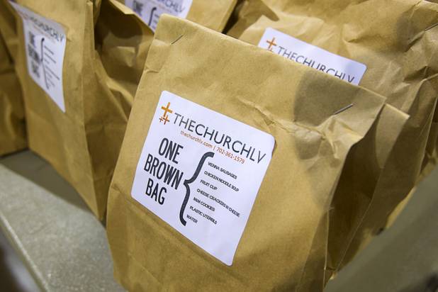 Sack lunches are shown during the Fall 2013 Southern Nevada Project Homeless Connect at Cashman Field Center Tuesday, Nov. 19, 2013. The annual event brings together a variety of social and legal services to help homeless and low-income people.