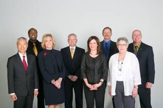 From left to right: Robert Young, Bruce Ford, Elaine Wynn, Dan D'Arrigo, Lisa Santwer, Bob Potts, Carla Sloan and Vince Alberta attend an End of The Year Business Roundtable with the Las Vegas Sun, Tuesday, Nov. 19, 2013.