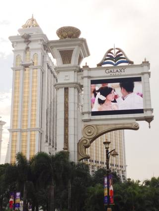 The marquee of the Galaxy Macau Resort Wednesday, Nov. 20, 2013.