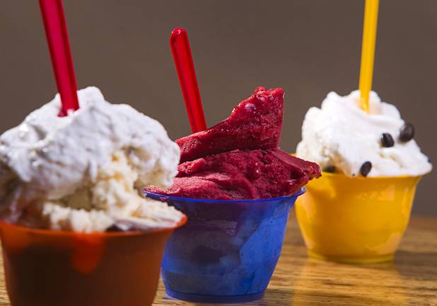 An assortment of gelato, including strawberry, center, at the Art Of Flavors, 1616 Las Vegas Boulevard South, Sunday, Nov. 24, 2013.