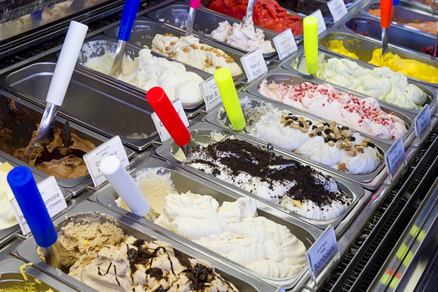 An assortment of gelatos are displayed at the Art Of Flavors gelato shop, 1616 Las Vegas Boulevard South, Sunday, Nov. 24, 2013.