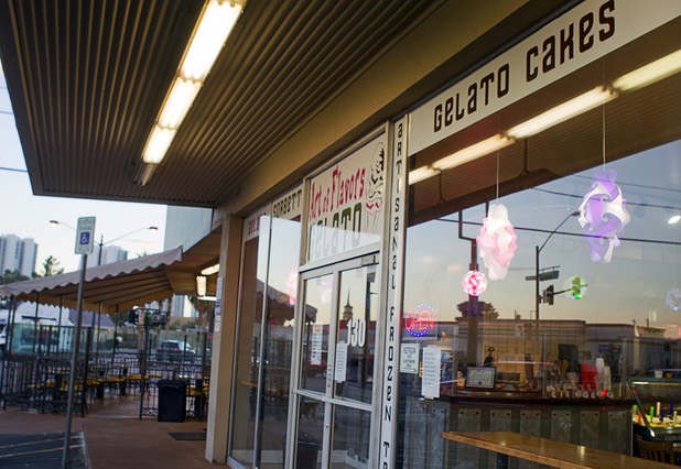 An exterior view of the Art Of Flavors gelato shop, 1616 Las Vegas Boulevard South, Sunday, Nov. 24, 2013. The shop features an assortment of unique gelato flavors including chocolate gelato infused with pasilla and red chiles. Sweet at the front, spicy in the back, its a complex treat that truly lives up to the new stores name.