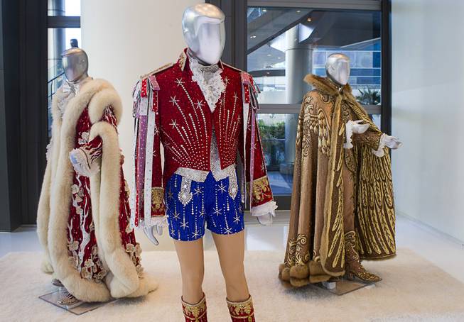 Costumes worn by Liberace are displayed at "Too Much of a Good Thing Is Wonderful: Liberace and the Art of Costume" in the Cosmopolitan Monday, Nov. 25, 2013. The exhibit opened Monday and will run through Jan.1, 2014. Admission is free but any donations will benefit the Liberace Foundations scholarship fund.