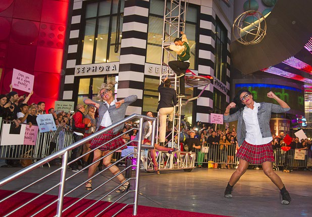 Dancers perform during an arrival ceremony for Britney Spears at Planet Hollywood on Tuesday, Dec. 3, 2013. Spears is making preparations for the debut of her two-year residency, “Britney: Piece of Me,” that is scheduled to begin at Planet Hollywood on Dec. 27. 