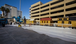 A skating rink at the Golden Spike is under construction Wednesday, Dec. 4, 2013.