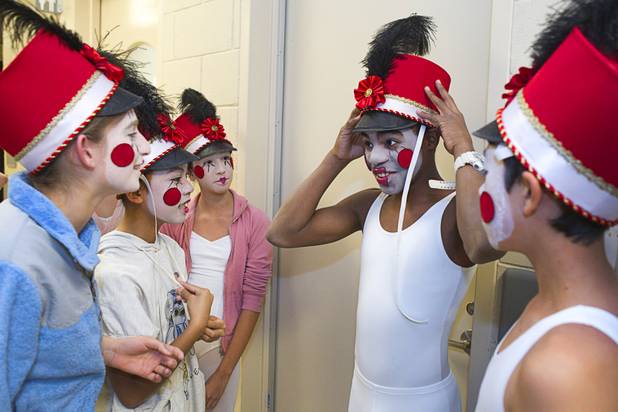 Toy soldier Oslaniel Castillo, 12, adjusts his hat backstage during rehearsal for Nevada Ballet Theater’s “The Nutcracker” at the Smith Center for the Performing Arts on Wednesday, Dec. 11, 2013. The annual performance opens Saturday and runs through Dec. 22.
