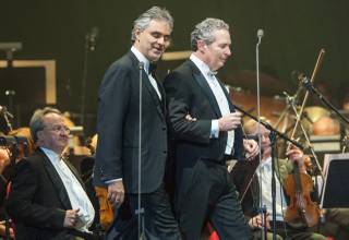 Andrea Bocelli, with music conductor Eugene Kohn, performs at MGM Grand Garden Arena on Saturday, Dec. 7, 2013.