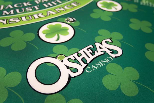 A blackjack table is shown during a hard hat tour of the new O'Sheas casino Tuesday Dec. 18, 2013. The casino is scheduled to open Dec. 27.