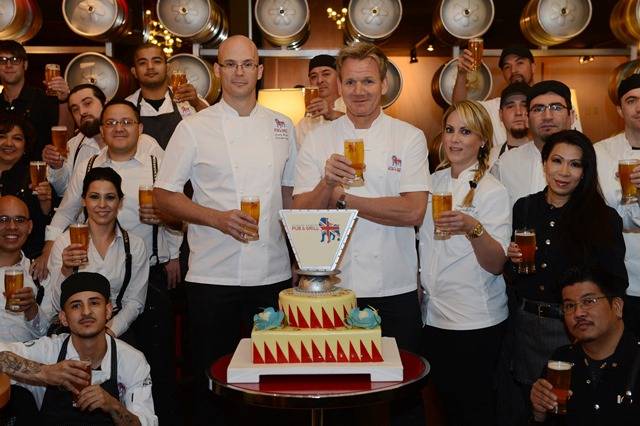 Gordon Ramsay celebrates the first anniversary of Gordon Ramsay Pub & Grill on Tuesday, Dec. 17, 2013, at Caesars Palace in Las Vegas.