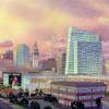 This Wednesday, Aug. 22, 2012, file photo of an artist rendering provided by MGM Resorts International via The Republican shows part of a proposed casino complex in Springfield, Mass.