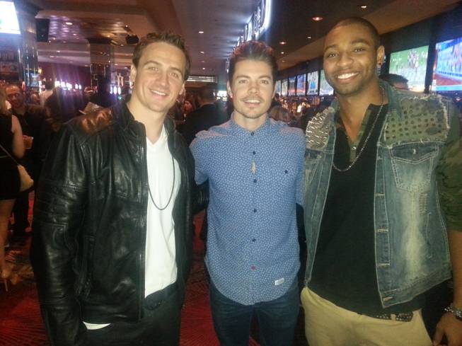 Ryan Lochte, Josh Henderson and Cullen Jones near Longbar in the downtown D Las Vegas.