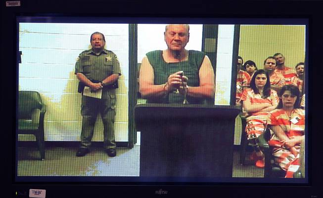 Curtis Reeves appears via video conference before Circuit Judge Lynn Tepper in Wesley Chapel, Fla. on Tuesday, Jan. 14, 2014. Tepper ordered Reeves, 71, held without bond on a charge of second-degree murder in the death of 43-year-old Chad Oulson.