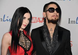 Aiden Ashley and Dave Navarro arrive on the red carpet for the 2014 AVN Awards on Saturday, Jan. 18, 2014, at the Joint in the Hard Rock Hotel Las Vegas.