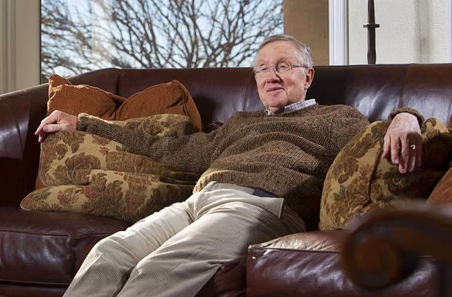 Senate Majority Leader Harry Reid (D-NV) talks about Searchlight, Nev. during an interview at his home in Searchlight Monday Jan. 20, 2014.