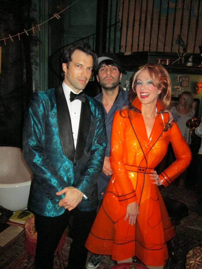 Criss Angel is flanked by "Vegas Nocturne" hosts Alfonso and Beverley at Rose. Rabbit. Lie. in the Cosmopolitan.