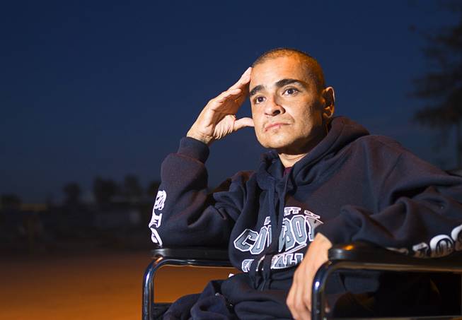 Francisco Diaz of Las Vegas poses outside the elderly care home where he is recuperating from injuries in Mexicali, Mexico Saturday, Jan. 25, 2014. Diaz was born in Mexico but grew up in Las Vegas with a green card. He was beaten and robbed after he was deported to Mexicali.