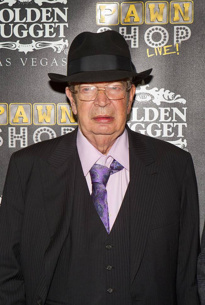 Richard "The Old Man" Harrison poses on the red carpet after attending a performance of "Pawn Shop Live!" at the Golden Nugget Thursday, Jan. 30, 2014. The production show is a parody based on the story of Gold & Silver Pawn, home of the History Channel's Pawn Stars television series.