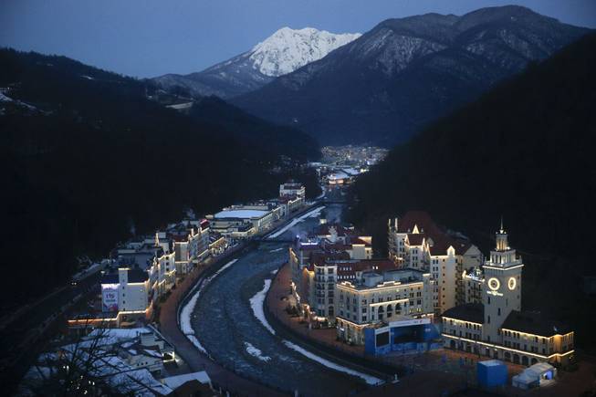 Rosa village is seen from a gondola prior to the 2014 Winter Olympics, Tuesday, Feb. 4, 2014, in Krasnaya Polyana, Russia. 