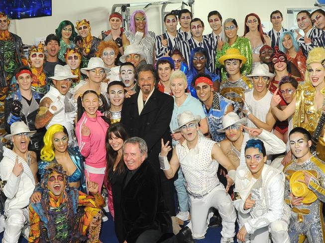 Al Pacino with Cirque du Soleil's "Michael Jackson One" cast members on Tuesday, Feb. 4, 2014, in Mandalay Bay.