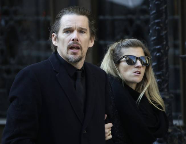 Ethan Hawke arrives for the funeral of actor Philip Seymour Hoffman at the Church of St. Ignatius Loyola, Friday, Feb. 7, 2014 in New York. Hoffman, 46, was found dead Sunday of an apparent heroin overdose.