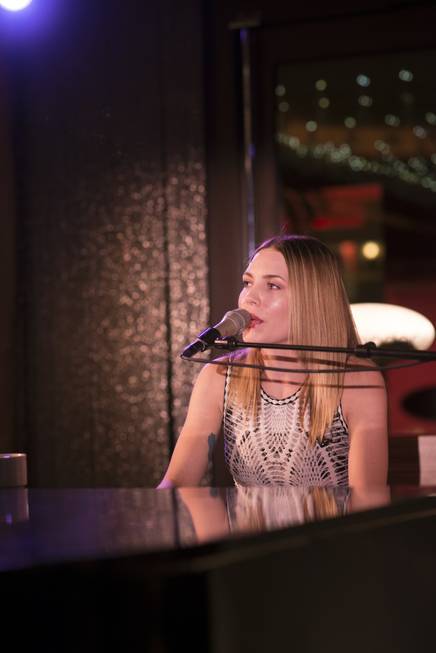 Skylar Grey performs during Andrea’s first-anniversary celebration Wednesday, Feb. 12, ...