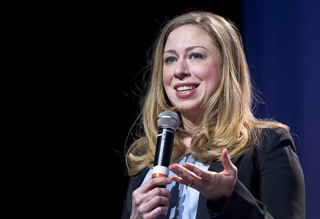 Chelsea Clinton responds to a question during the Human Rights Campaign's Time to Thrive conference at Bally's on Sunday, Feb. 16, 2014.
