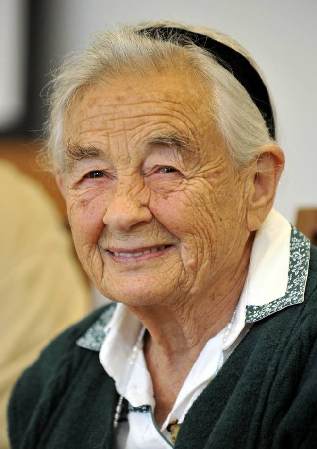 This July 25, 2008, file photo shows Maria von Trapp, daughter of Austrian Baron Georg von Trapp, smiling during a press conference at the Villa Trapp in Salzburg, Austria. The last surviving member of the Trapp Family Singers made famous in “The Sound of Music” died this week at her home in Vermont. She was 99.